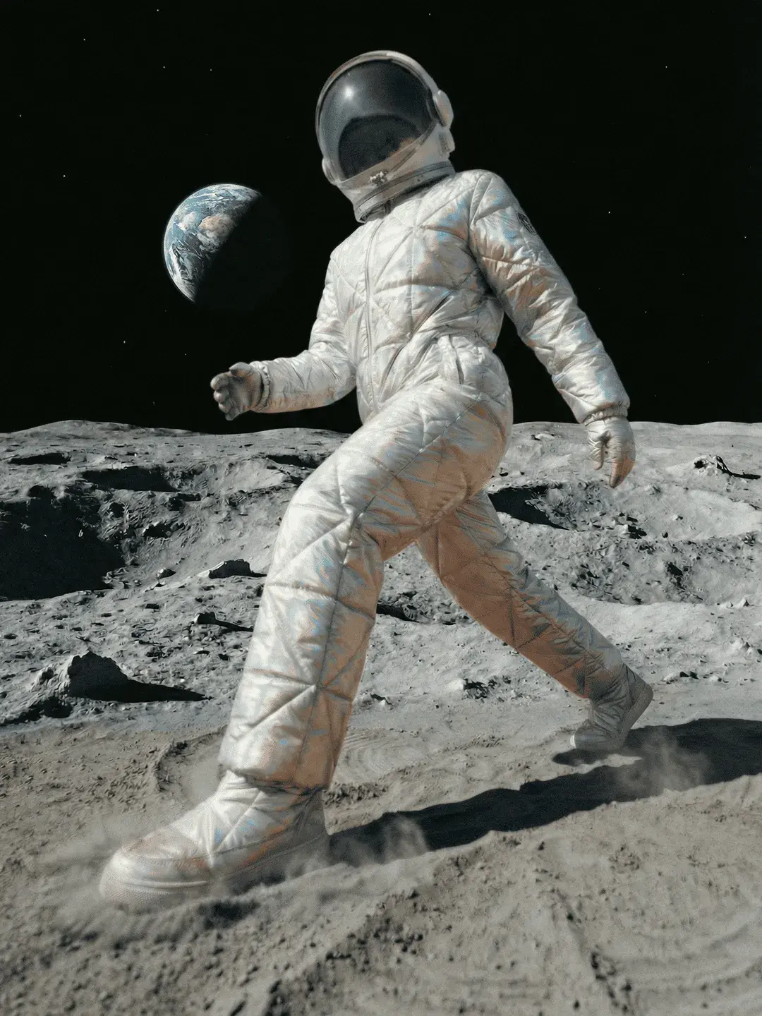 Starship passenger walking in the moon